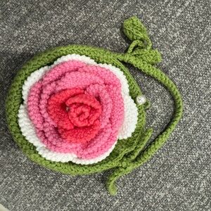 Handmade Crochet Rose Crossbody Bag 🌹